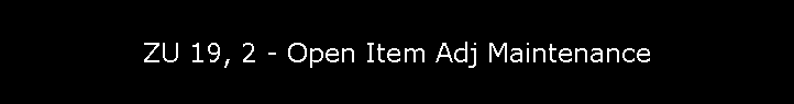 ZU 19, 2 - Open Item Adj Maintenance