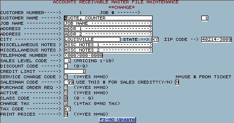 Lumber software customer screen 1