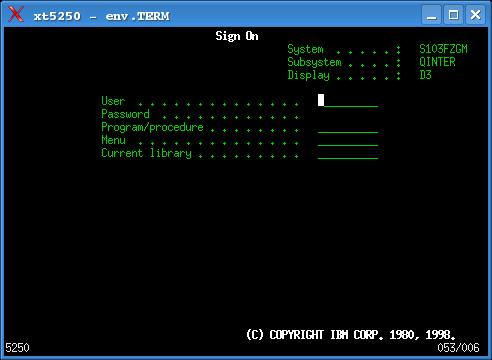 Linux tn5250 sign on screen